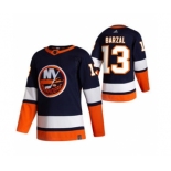 Men's New York Islanders #13 Mathew Barzal Navy Blue 2020-21 Reverse Retro Alternate Hockey Jersey