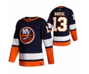 Men's New York Islanders #13 Mathew Barzal Navy Blue 2020-21 Reverse Retro Alternate Hockey Jersey