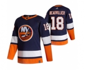 Men's New York Islanders #18 Anthony Beauvillier Navy Blue 2020-21 Reverse Retro Alternate Hockey Jersey