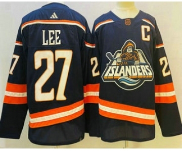 Men's New York Islanders #27 Anders Lee Blue 2022 Reverse Retro Stitched Jersey