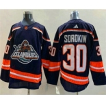 Men's New York Islanders #30 Ilya Sorokin Navy 2022 Reverse Retro Stitched Jersey