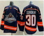 Men's New York Islanders #30 Ilya Sorokin Navy 2022 Reverse Retro Stitched Jersey