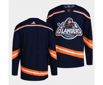 Men's New York Islanders Blank 2022 Navy Reverse Retro 2.0 Stitched Jersey