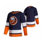 Men's New York Islanders Blank Navy Blue 2020-21 Reverse Retro Alternate Hockey Jersey