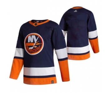 Men's New York Islanders Blank Navy Blue 2020-21 Reverse Retro Alternate Hockey Jersey