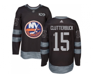 New York Islanders #15 Cal Clutterbuck Black 1917-2017 100th Anniversary Stitched NHL Jersey