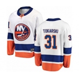 New York Islanders #31 Dustin Tokarski Fanatics Branded White Away Breakaway NHL Jersey