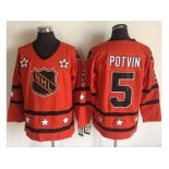 New York Islanders #5 Denis Potvin Orange All Star CCM Throwback Stitched NHL Jersey