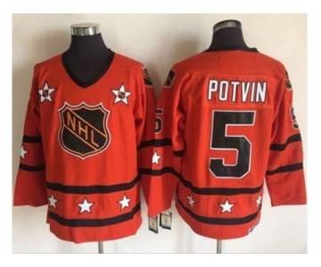 New York Islanders #5 Denis Potvin Orange All Star CCM Throwback Stitched NHL Jersey