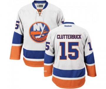 Reebok New York Islanders #15 Cal Clutterbuck Authentic White Away NHL Jersey