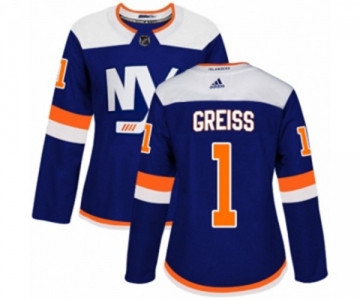 Women Adidas New York Islanders #1 Thomas Greiss Authentic Blue Alternate NHL Jersey