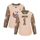 Women Adidas New York Islanders #1 Thomas Greiss Authentic Camo Veterans Day Practice NHL Jersey