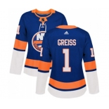 Women Adidas New York Islanders #1 Thomas Greiss Authentic Royal Blue Home NHL Jersey