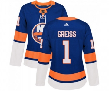 Women Adidas New York Islanders #1 Thomas Greiss Authentic Royal Blue Home NHL Jersey