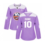 Women Adidas New York Islanders #10 Alan Quine Authentic Purple Fights Cancer Practice NHL Jersey