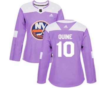 Women Adidas New York Islanders #10 Alan Quine Authentic Purple Fights Cancer Practice NHL Jersey