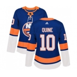 Women Adidas New York Islanders #10 Alan Quine Authentic Royal Blue Home NHL Jersey