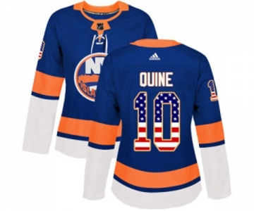 Women Adidas New York Islanders #10 Alan Quine Authentic Royal Blue USA Flag Fashion NHL Jersey