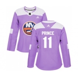 Women Adidas New York Islanders #11 Shane Prince Authentic Purple Fights Cancer Practice NHL Jersey