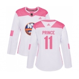 Women Adidas New York Islanders #11 Shane Prince Authentic White Pink Fashion NHL Jersey