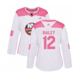 Women Adidas New York Islanders #12 Josh Bailey Authentic White Pink Fashion NHL Jersey