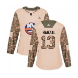 Women Adidas New York Islanders #13 Mathew Barzal Authentic Camo Veterans Day Practice NHL Jersey