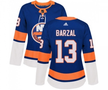 Women Adidas New York Islanders #13 Mathew Barzal Authentic Royal Blue Home NHL Jersey