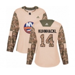 Women Adidas New York Islanders #14 Tom Kuhnhackl Authentic Camo Veterans Day Practice NHL Jersey