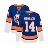 Women Adidas New York Islanders #14 Tom Kuhnhackl Authentic Royal Blue Home NHL Jersey