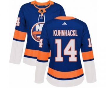 Women Adidas New York Islanders #14 Tom Kuhnhackl Authentic Royal Blue Home NHL Jersey