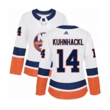 Women Adidas New York Islanders #14 Tom Kuhnhackl Authentic White Away NHL Jersey