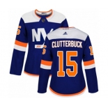 Women Adidas New York Islanders #15 Cal Clutterbuck Authentic Blue Alternate NHL Jersey