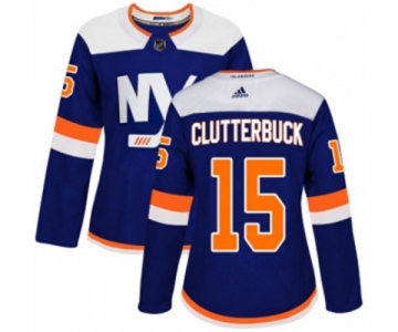 Women Adidas New York Islanders #15 Cal Clutterbuck Authentic Blue Alternate NHL Jersey