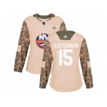 Women Adidas New York Islanders #15 Cal Clutterbuck Camo Authentic 2017 Veterans Day Stitched NHL Jersey