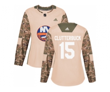 Women Adidas New York Islanders #15 Cal Clutterbuck Camo Authentic 2017 Veterans Day Stitched NHL Jersey