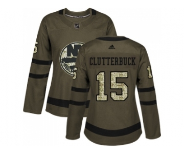 Women Adidas New York Islanders #15 Cal Clutterbuck Green Salute to Service Stitched NHL Jersey