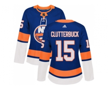 Women Adidas New York Islanders #15 Cal Clutterbuck Royal Blue Home Authentic Stitched NHL Jersey