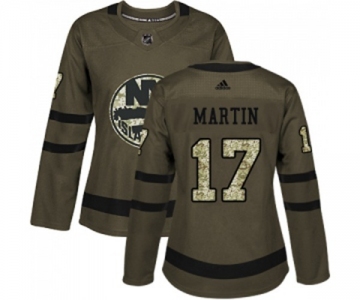 Women Adidas New York Islanders #17 Matt Martin Authentic Green Salute to Service NHL Jersey