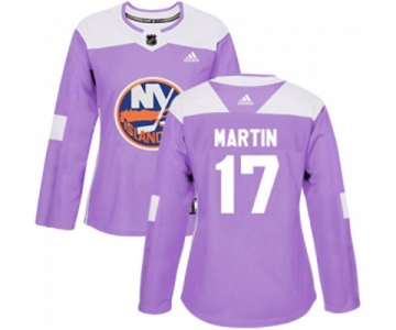 Women Adidas New York Islanders #17 Matt Martin Authentic Purple Fights Cancer Practice NHL Jersey