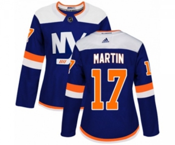 Women Adidas New York Islanders #17 Matt Martin Premier Blue Alternate NHL Jersey