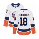 Women Adidas New York Islanders #18 Anthony Beauvillier Authentic White Away NHL Jersey