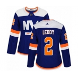 Women Adidas New York Islanders #2 Nick Leddy Authentic Blue Alternate NHL Jersey