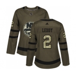 Women Adidas New York Islanders #2 Nick Leddy Authentic Green Salute to Service NHL Jersey