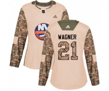 Women Adidas New York Islanders #21 Chris Wagner Authentic Camo Veterans Day Practice NHL Jersey