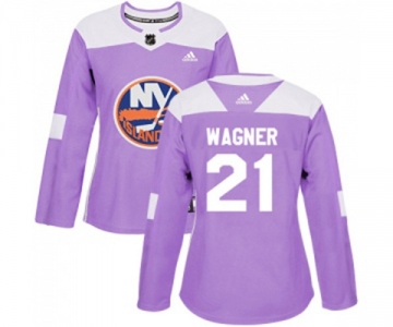 Women Adidas New York Islanders #21 Chris Wagner Authentic Purple Fights Cancer Practice NHL Jersey