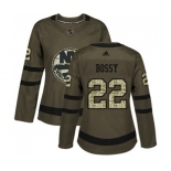 Women Adidas New York Islanders #22 Mike Bossy Authentic Green Salute to Service NHL Jersey