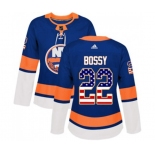 Women Adidas New York Islanders #22 Mike Bossy Authentic Royal Blue USA Flag Fashion NHL Jersey