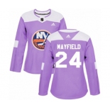 Women Adidas New York Islanders #24 Scott Mayfield Authentic Purple Fights Cancer Practice NHL Jersey