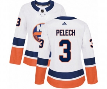 Women Adidas New York Islanders #3 Adam Pelech Authentic White Away NHL Jersey