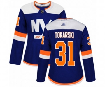 Women Adidas New York Islanders #31 Dustin Tokarski Premier Blue Alternate NHL Jersey